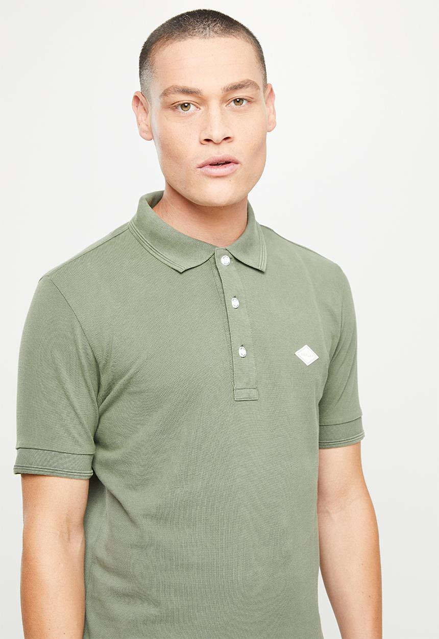 Replay - Garment dyed cotton piquet - olive
