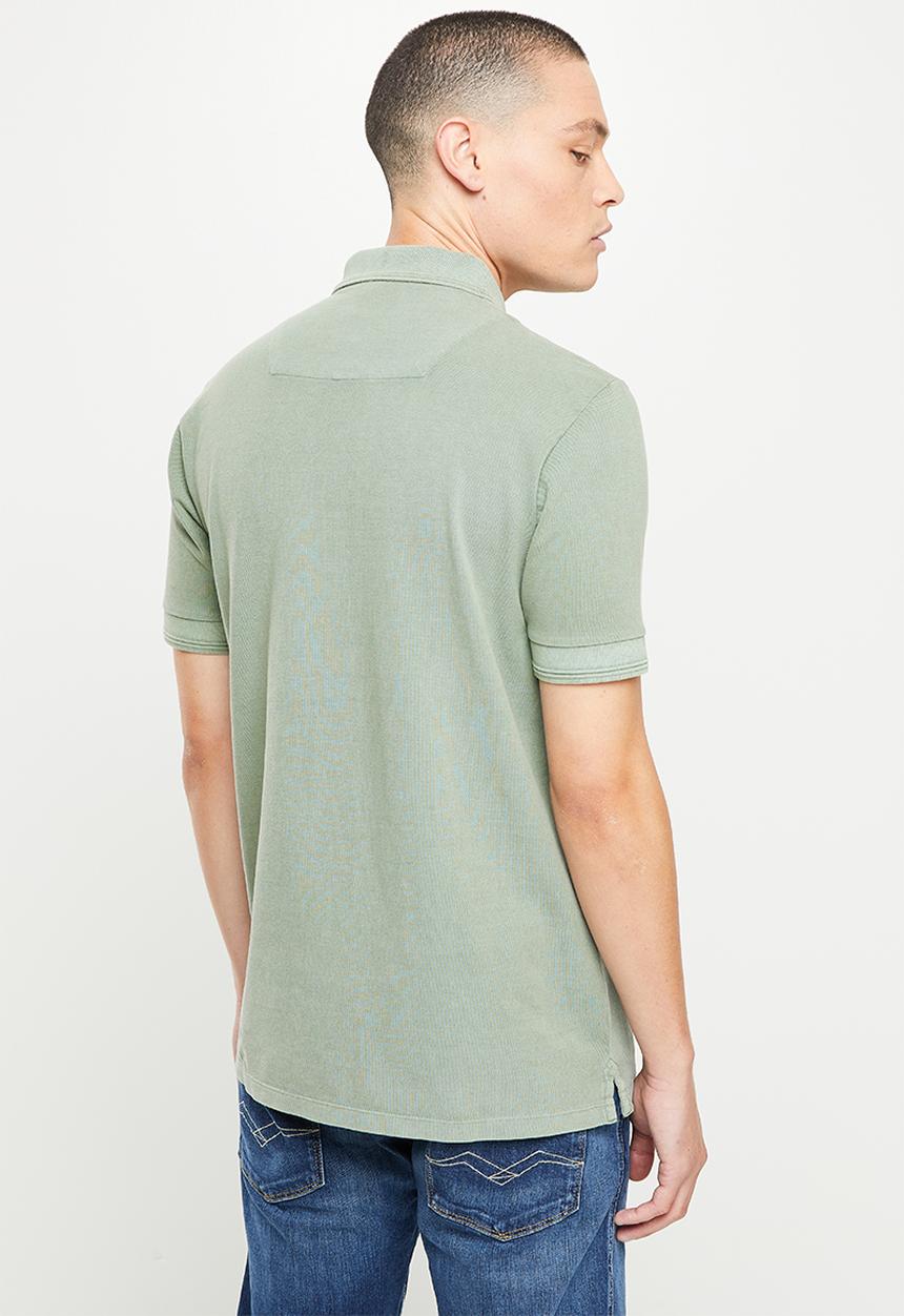Replay - Garment dyed cotton piquet - washed olive