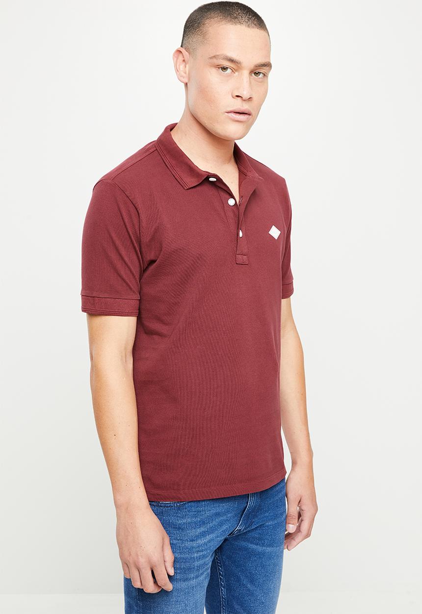 Replay - Garment dyed cotton piquet - burgundy