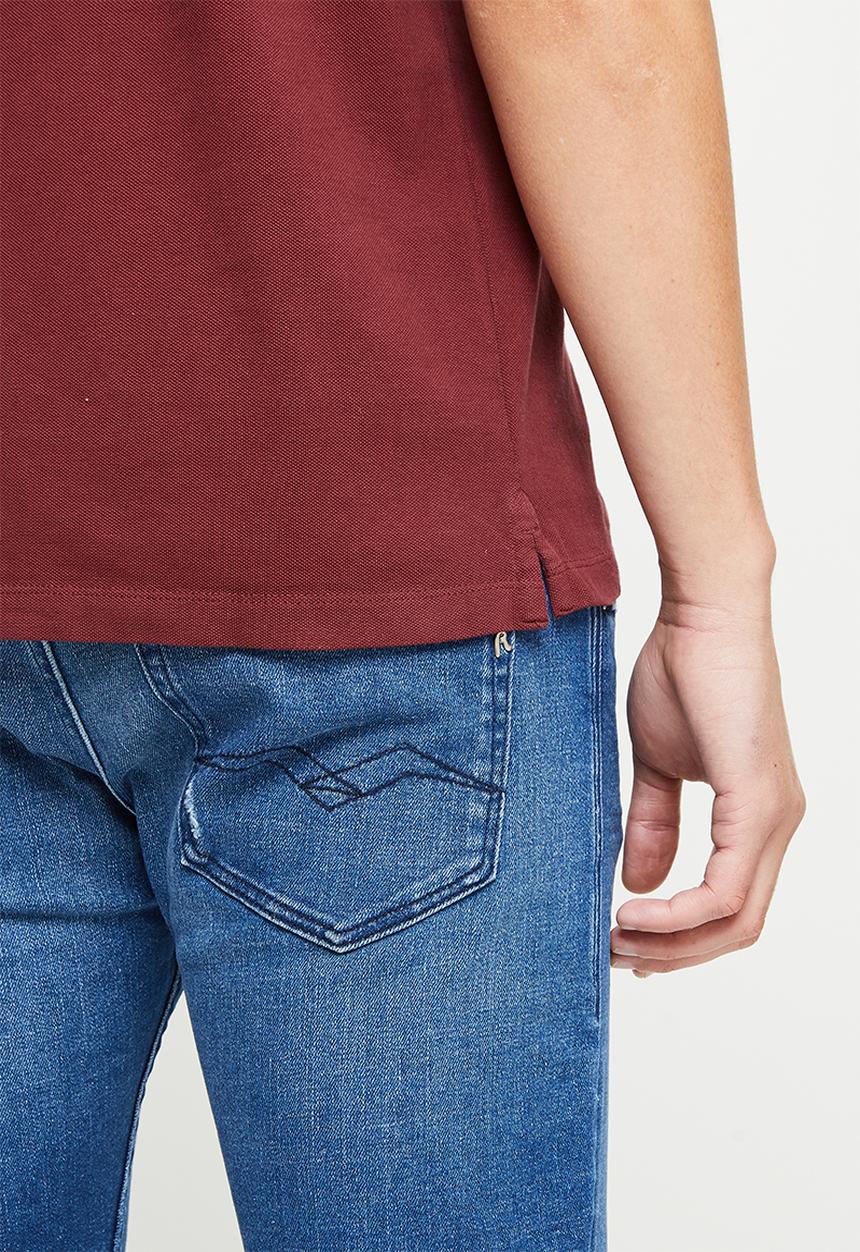 Replay - Garment dyed cotton piquet - burgundy