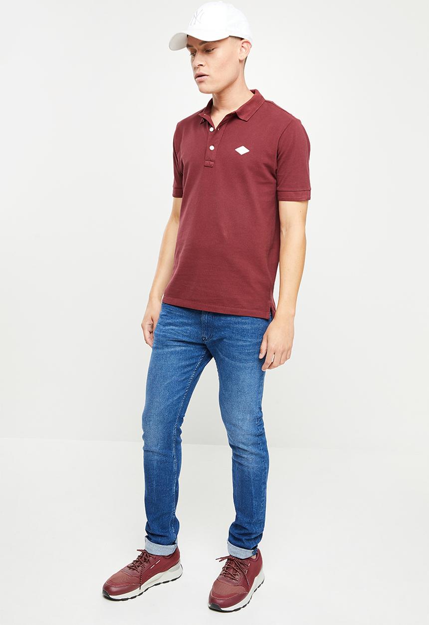 Replay - Garment dyed cotton piquet - burgundy