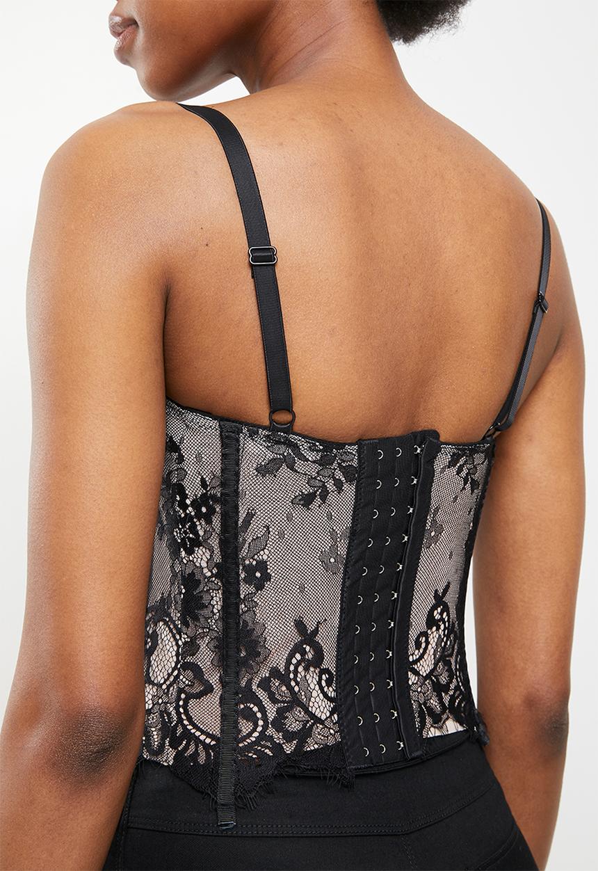 SISSY BOY - Lace corset - neutral & black