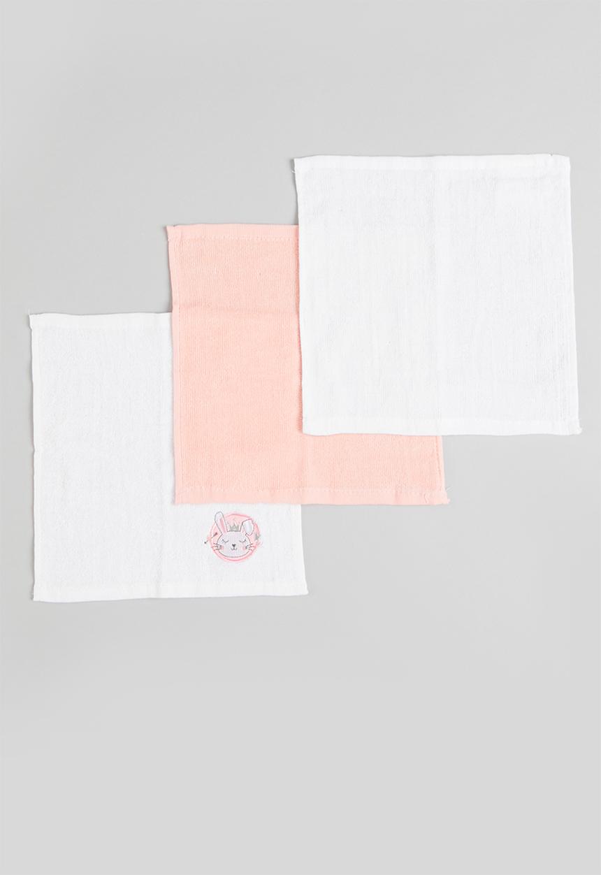 Character Fashion - 3-pack face cloths - white & pink