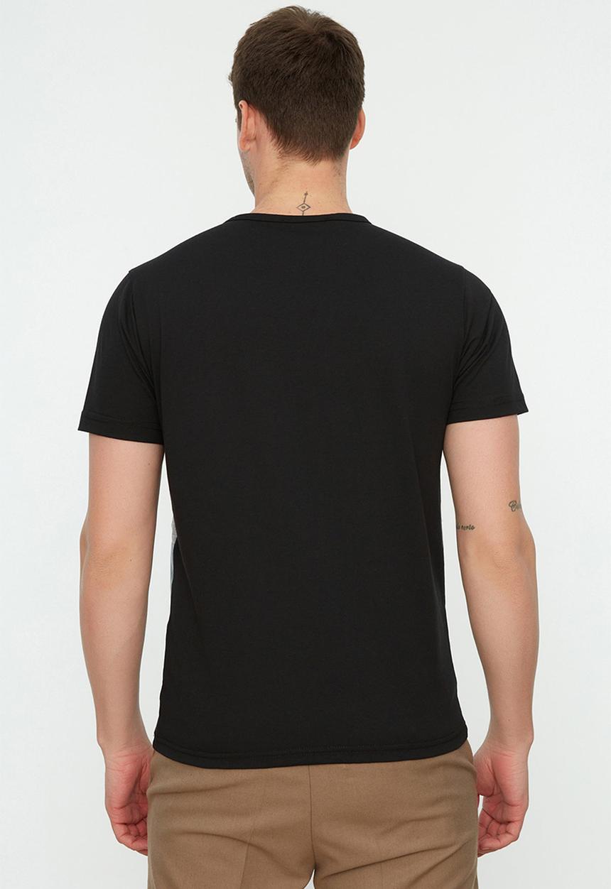Trendyol - Slim fit crew neck printed tee - black