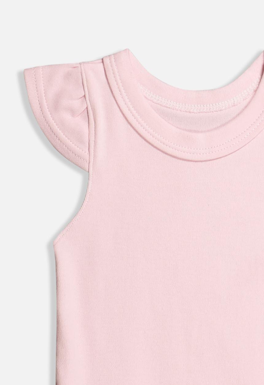 Little Lumps - Frilled sleeve onesie & shorts - pink stripe