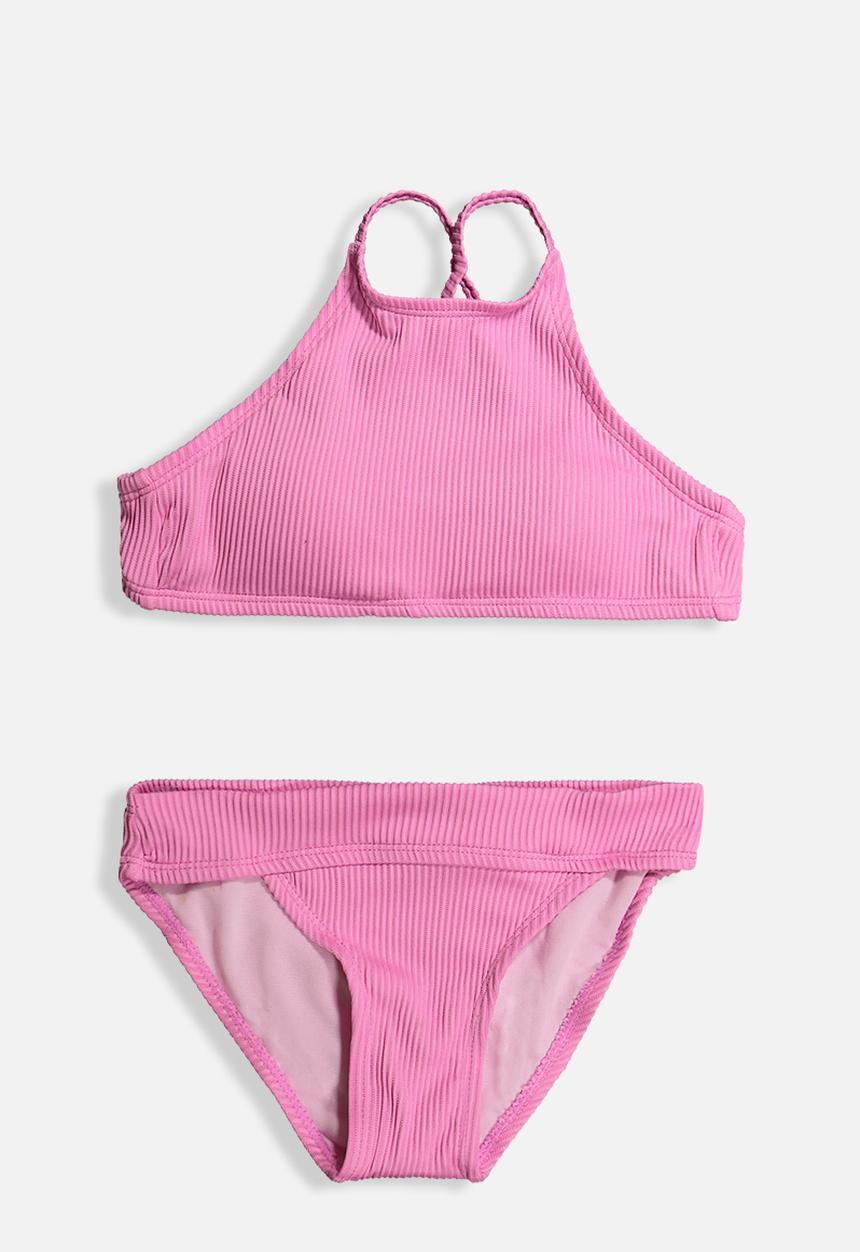 Rebel Republic - Girls rib 2 piece bikini - pink