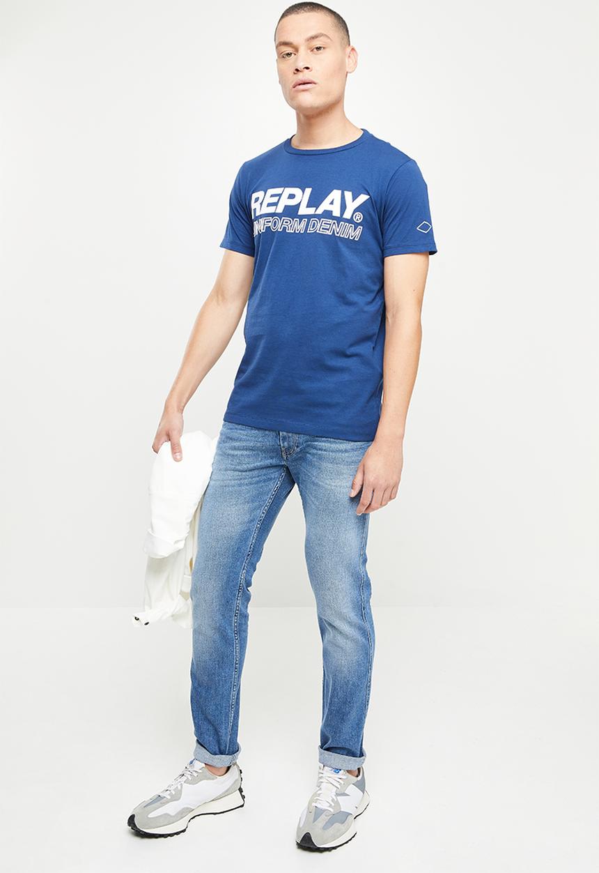 Replay - Anbass slim fit 11.5 oz deep blue indigo stretch denim - blue