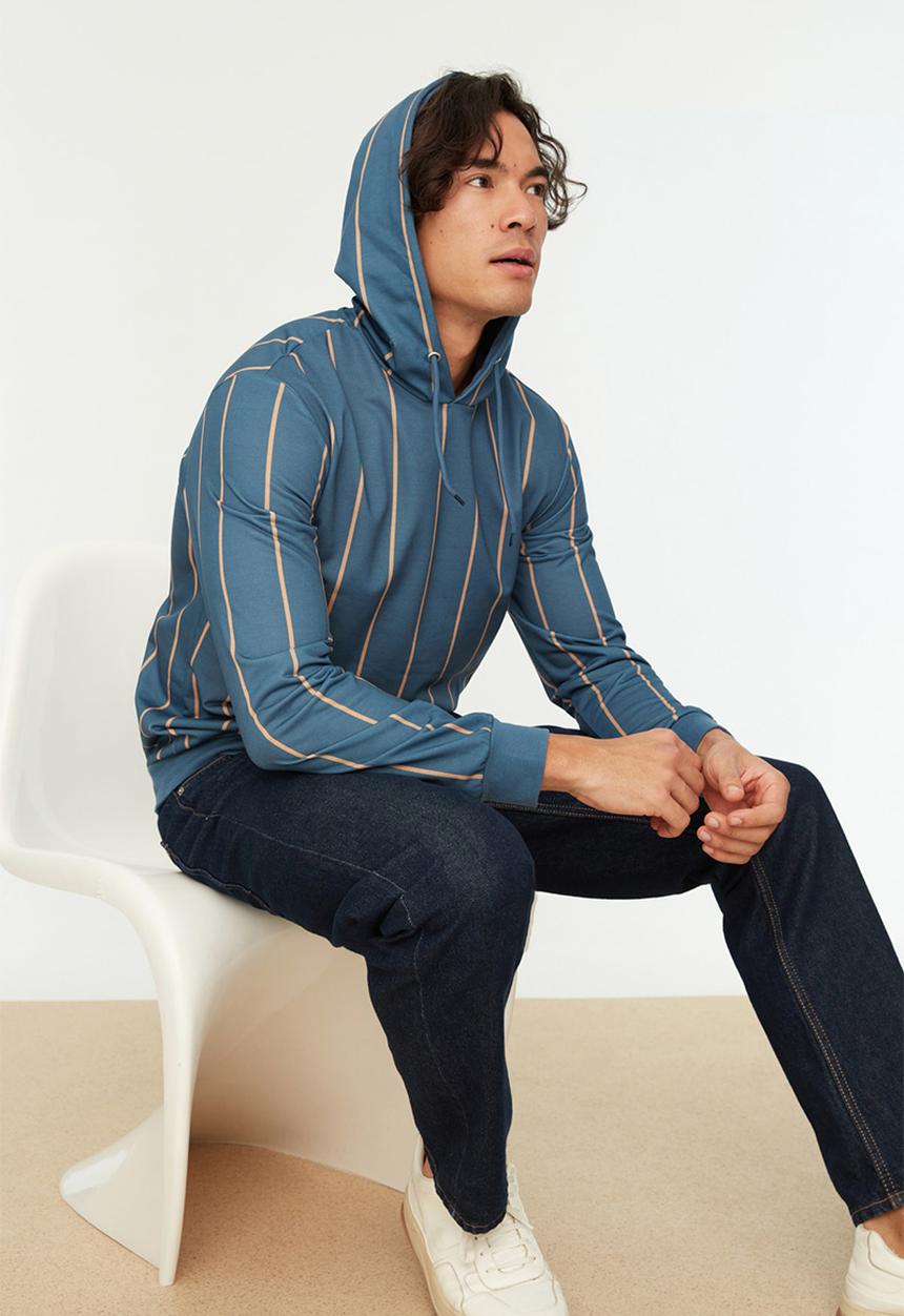 Trendyol - Max vert stripe hoodie - navy