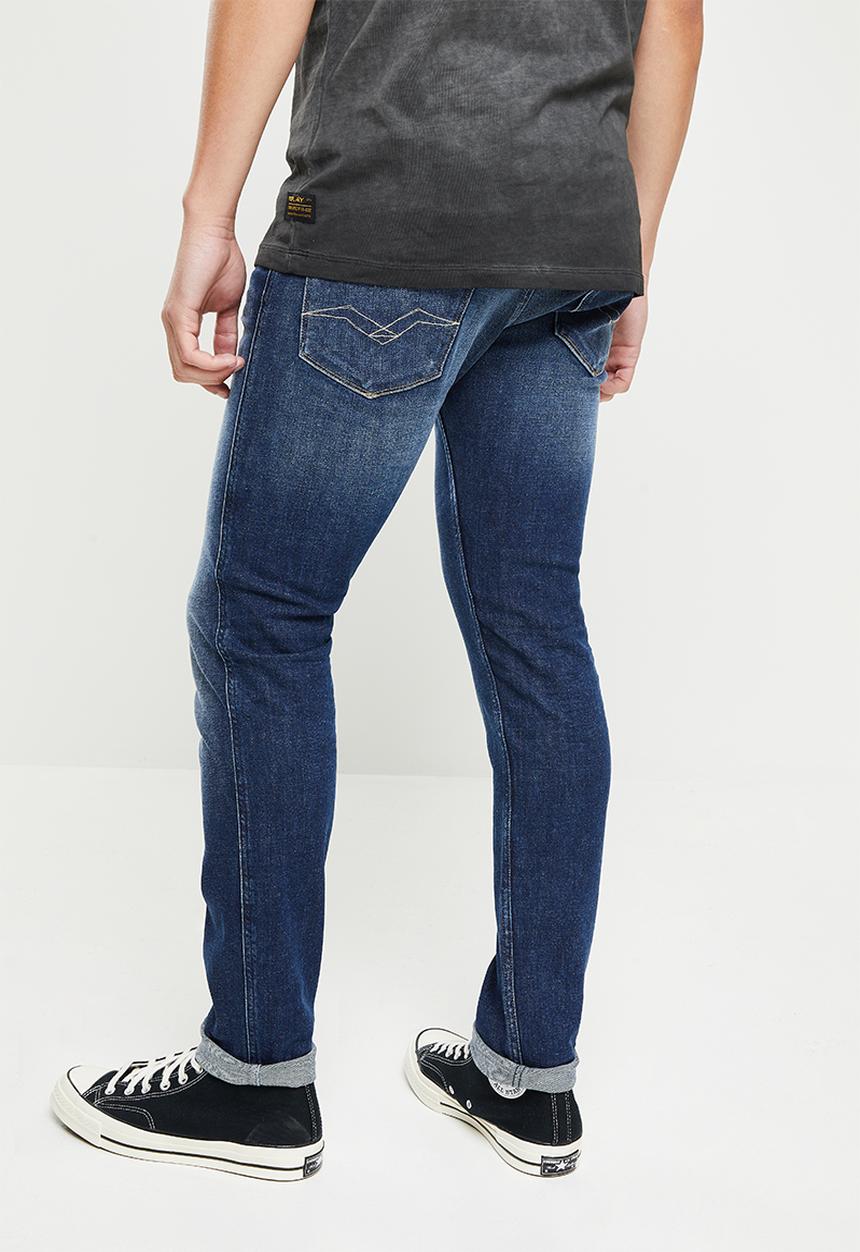 Replay - Anbass slim fit 11.5 oz deep blue indigo stretch denim - blue