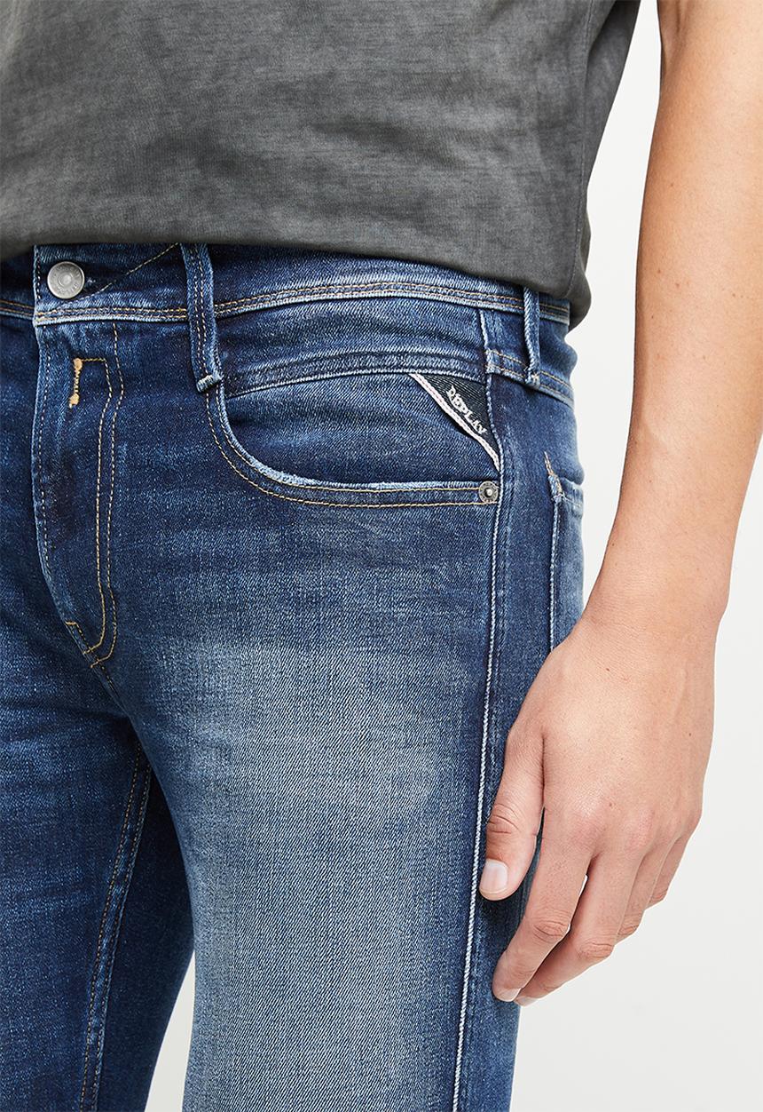 Replay - Anbass slim fit 11.5 oz deep blue indigo stretch denim - blue