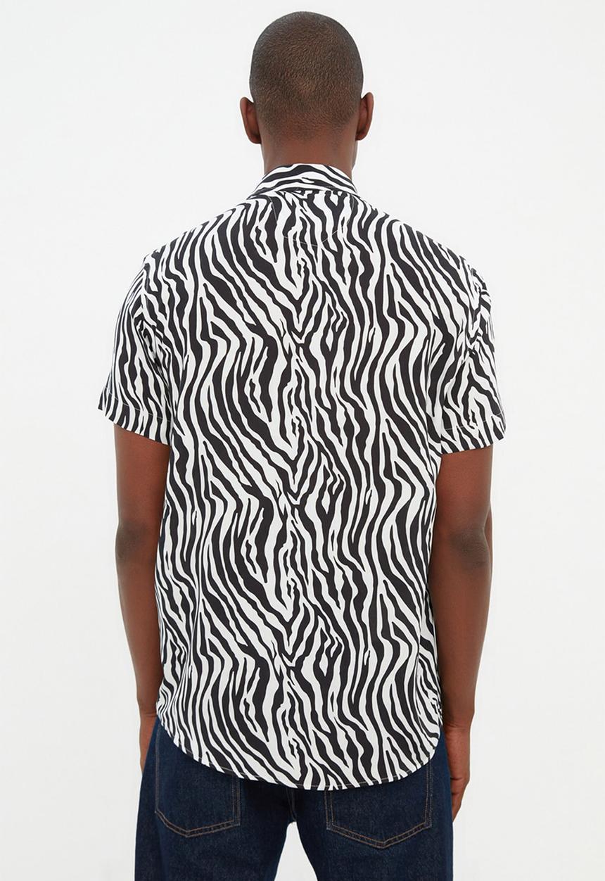 Trendyol - Zebra print regular fit shirt - black