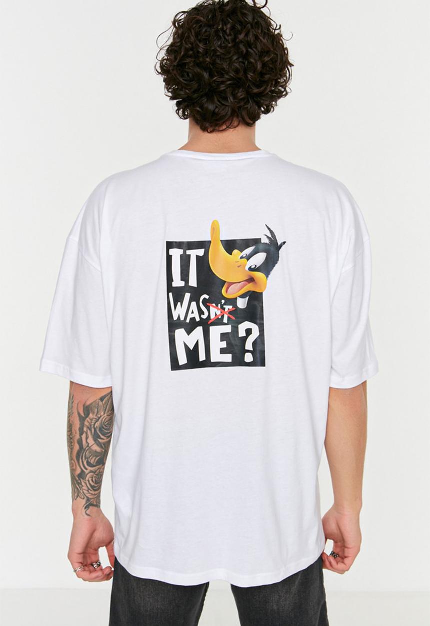 Trendyol - It was me oversize fit back print tee - white