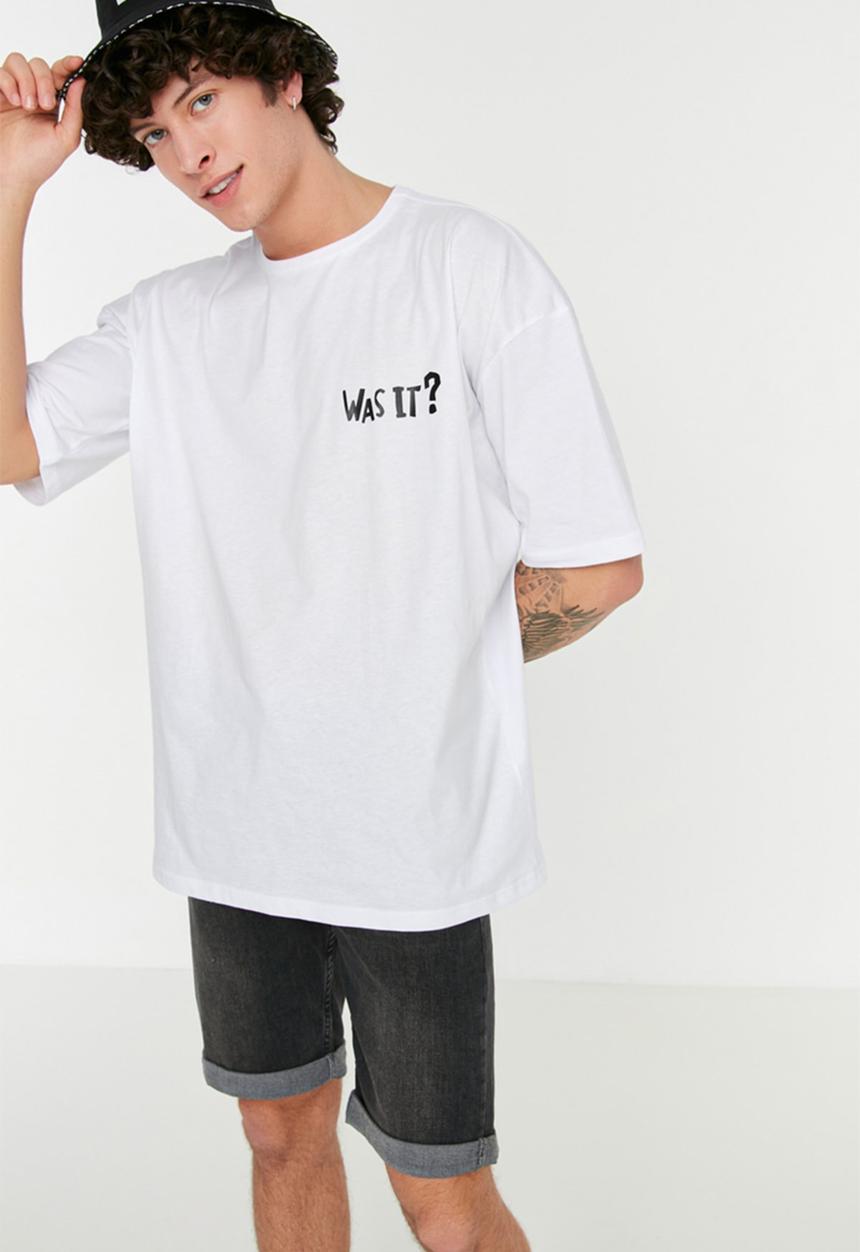 Trendyol - It was me oversize fit back print tee - white