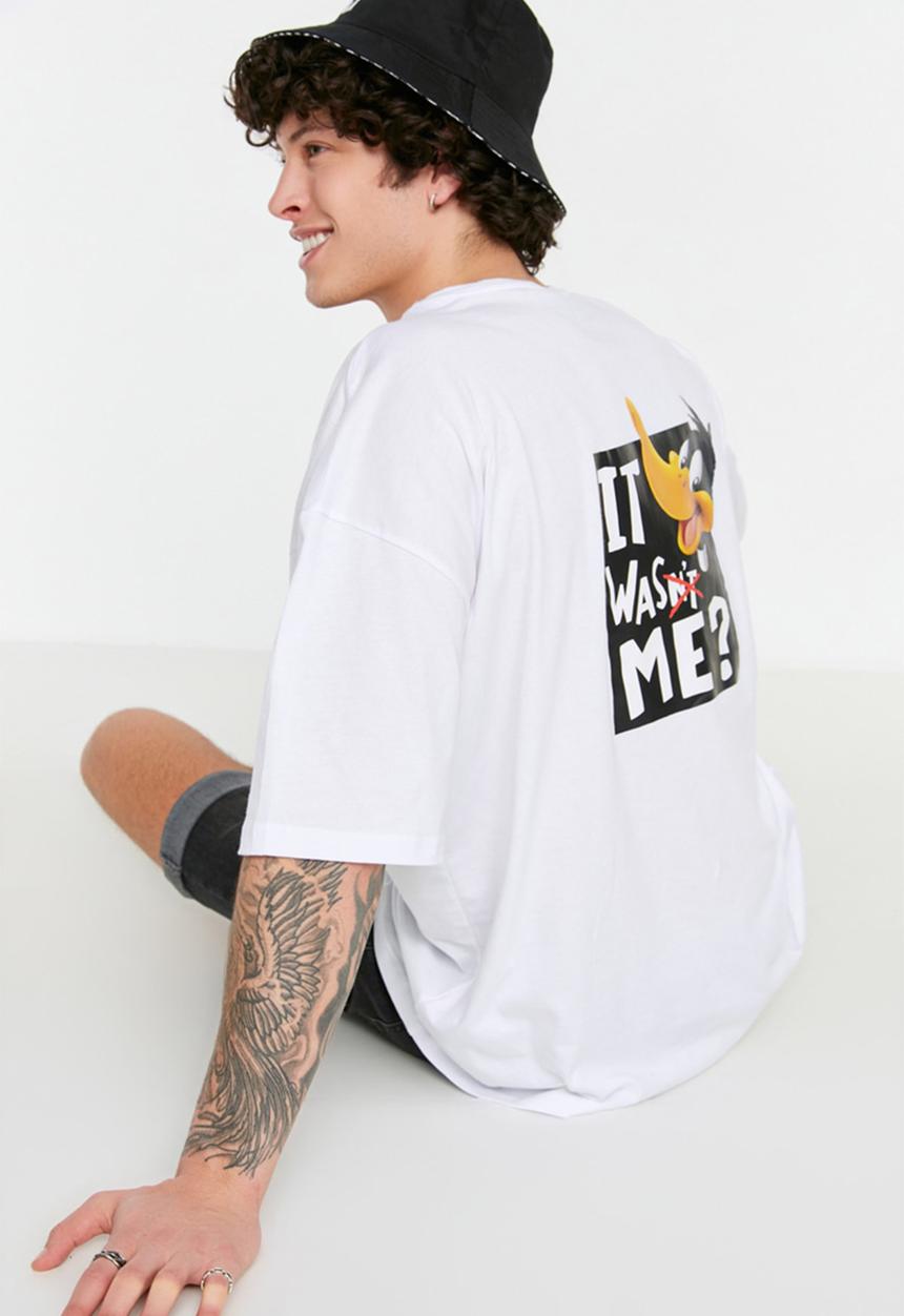 Trendyol - It was me oversize fit back print tee - white