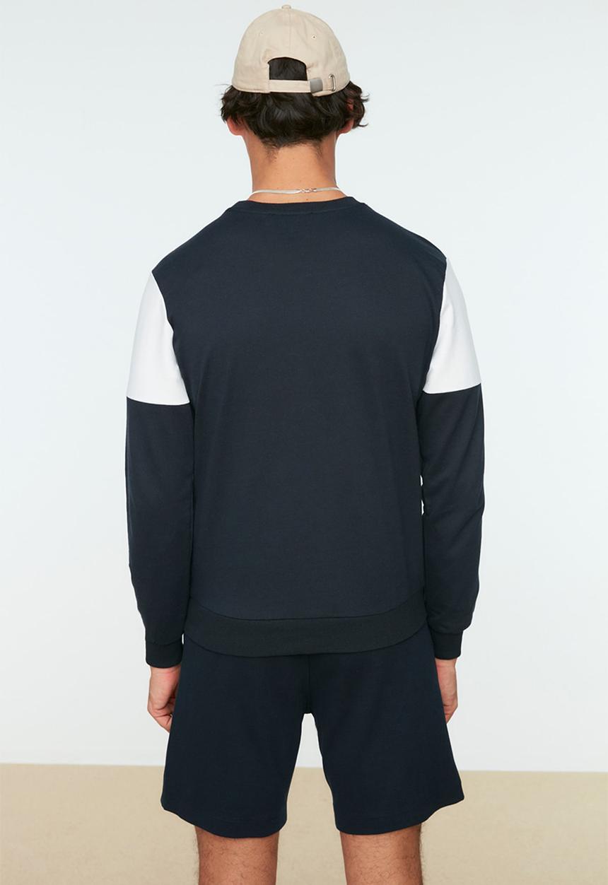 Trendyol - Pete colour block regular fit sweater - navy