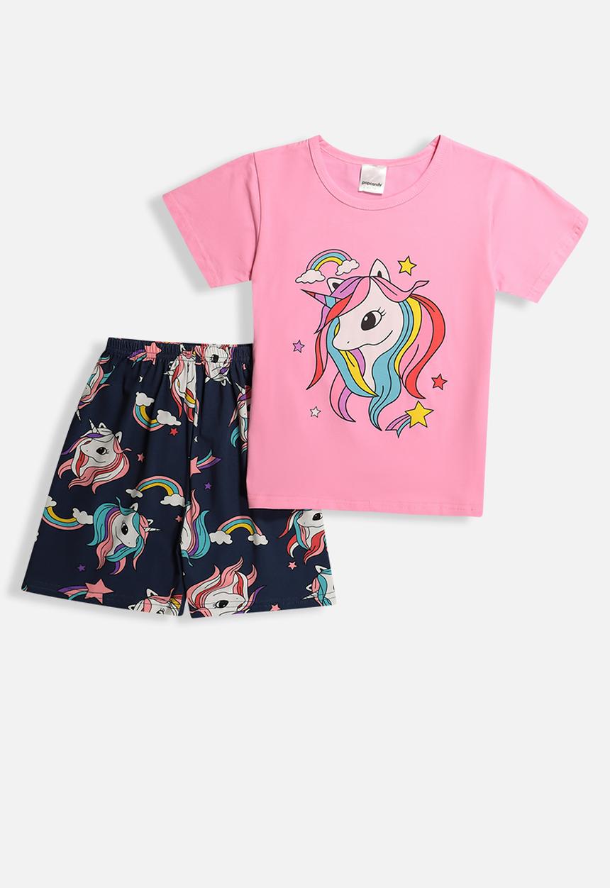 Pop Candy - Unicorn pj set - pink/navy