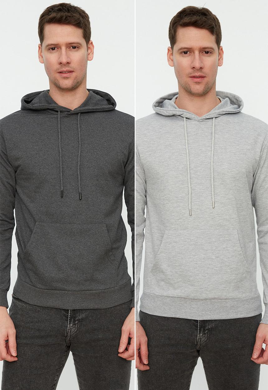 Trendyol - Greg regular fit 2 pack hoodies - grey/dark grey