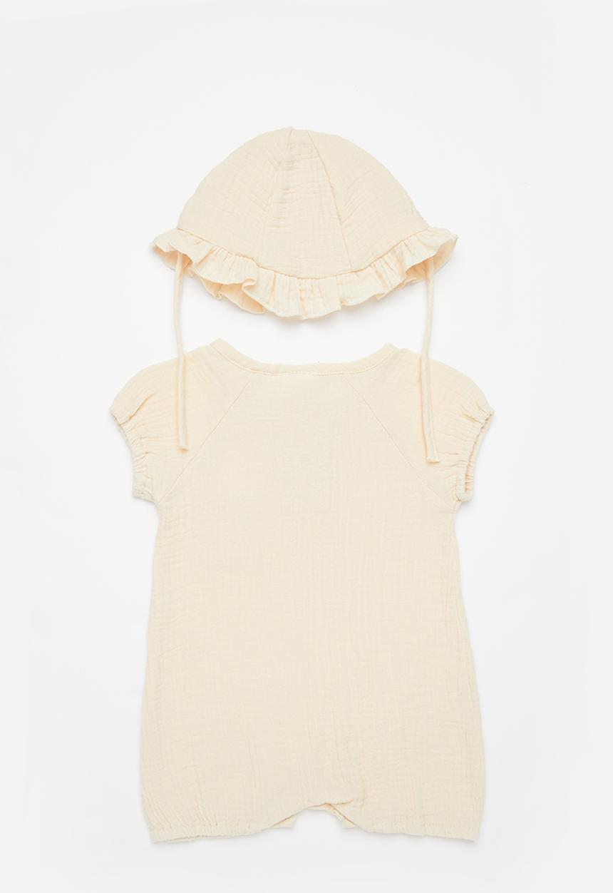 Pop Candy - Baby short sleeve babygrow & hat set - neutral 