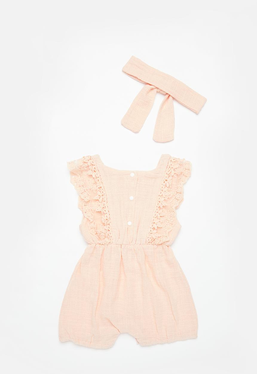 Pop Candy - Embroidered playsuit & headband set - pink