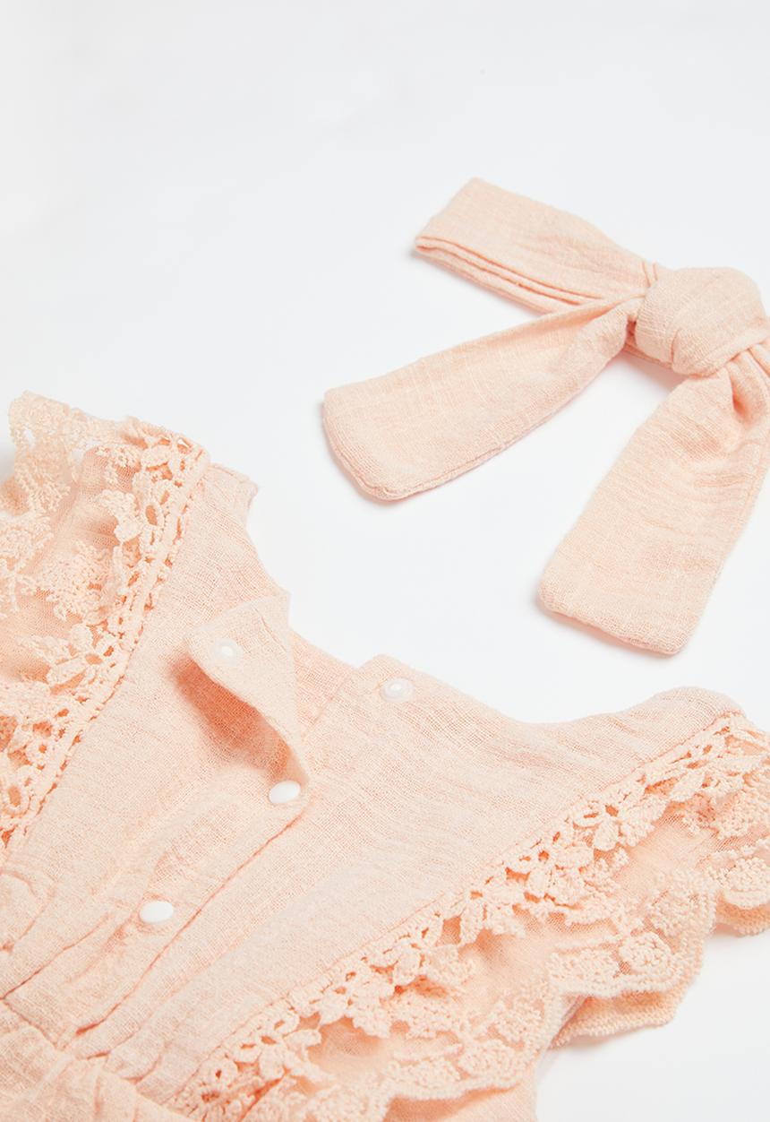 Pop Candy - Embroidered playsuit & headband set - pink