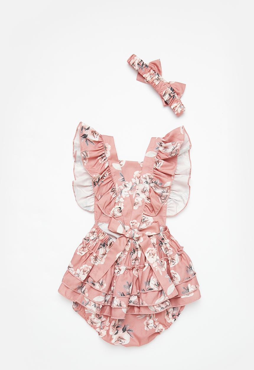 Pop Candy - Baby ruffle playsuit & headband set - pink
