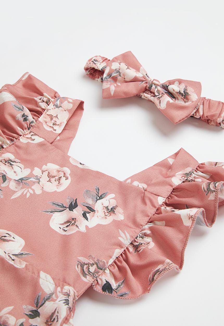 Pop Candy - Baby ruffle playsuit & headband set - pink