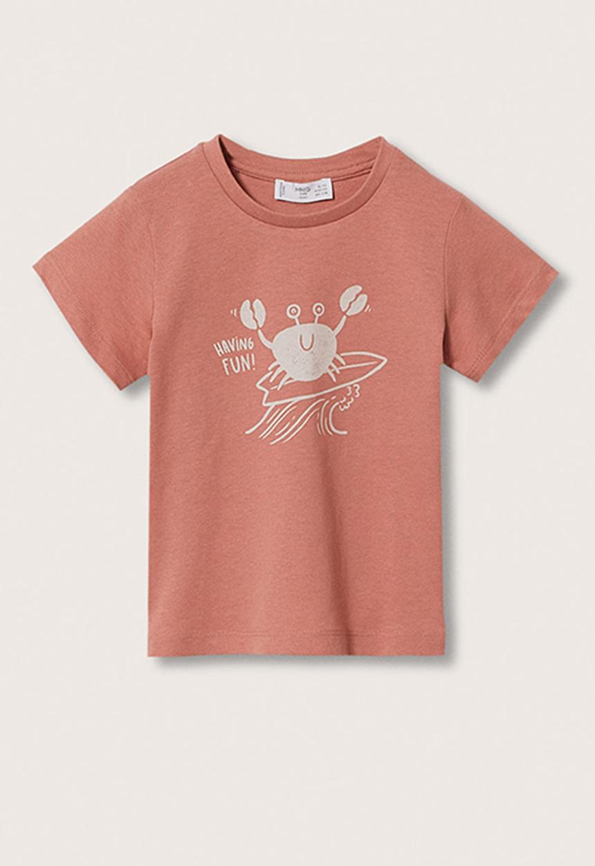 MANGO - T-shirt water - burnt orange