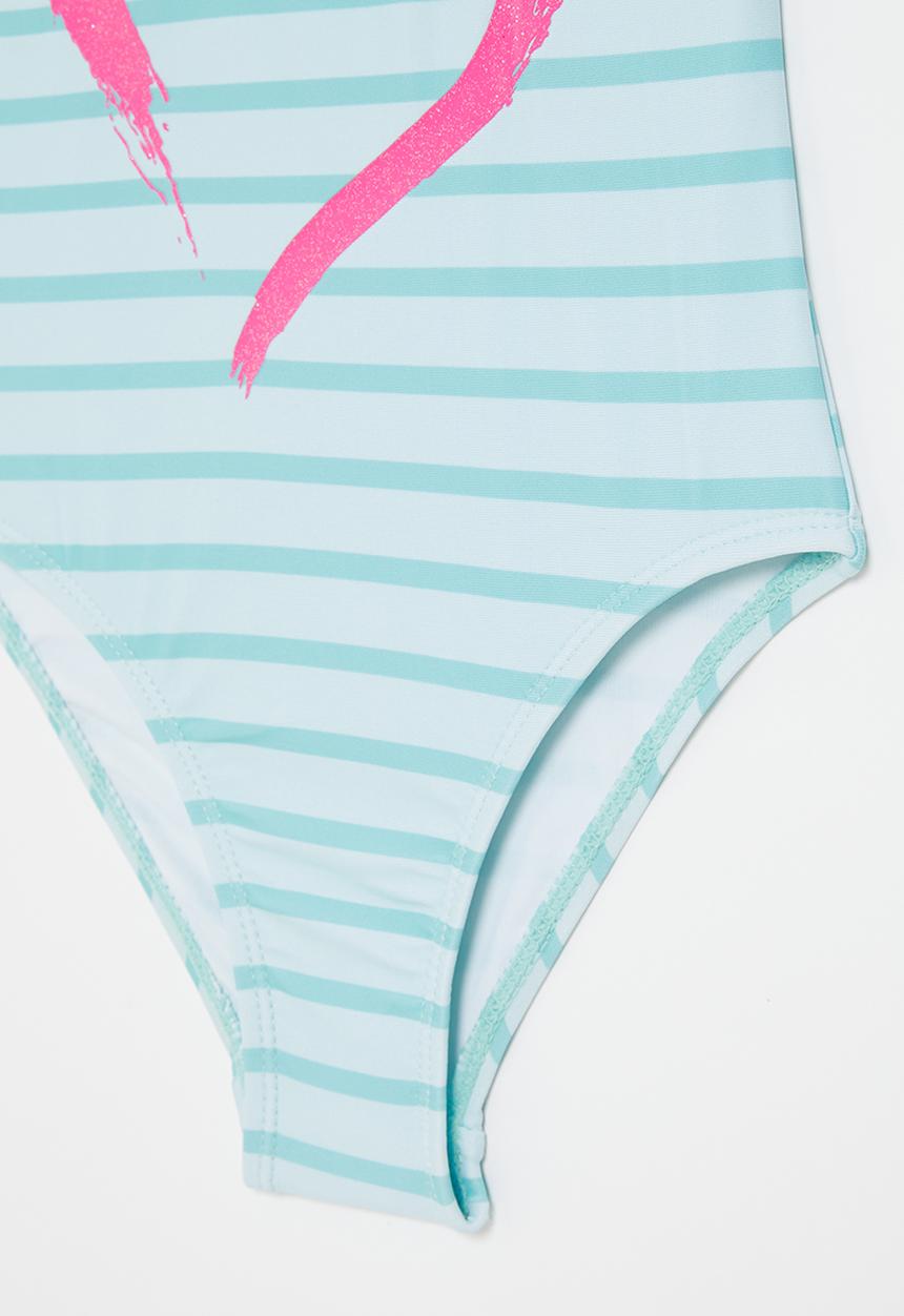 Pop Candy - Girls stripe heart swimsuit - blue