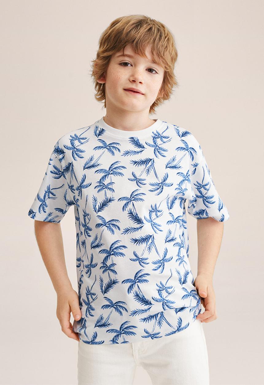 MANGO - T-shirt palm - white
