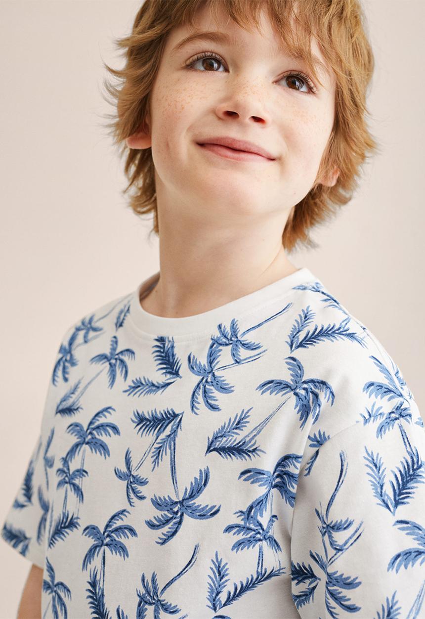 MANGO - T-shirt palm - white