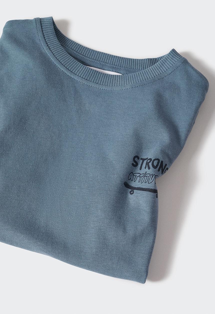 MANGO - T-shirt graff - medium blue