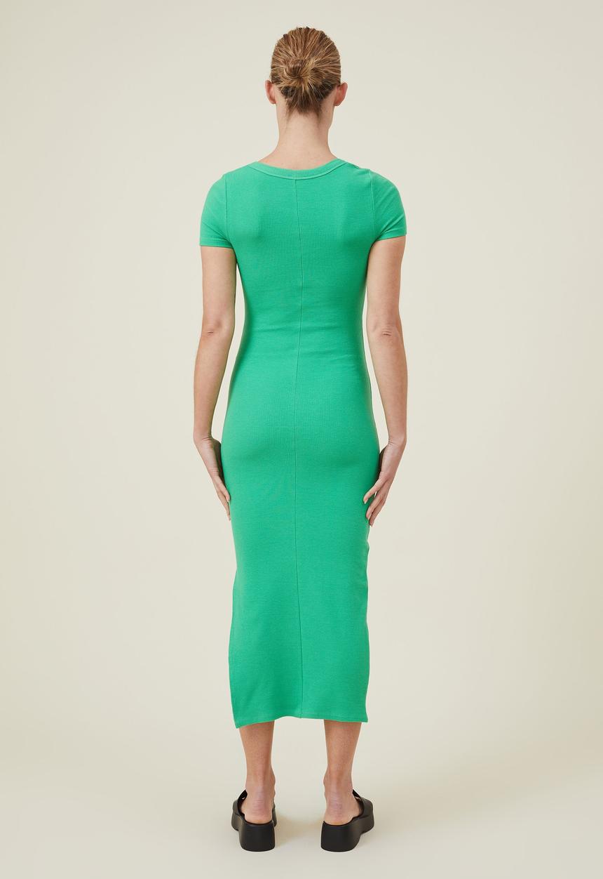 Cotton On - Rib short sleeve dress - garden green