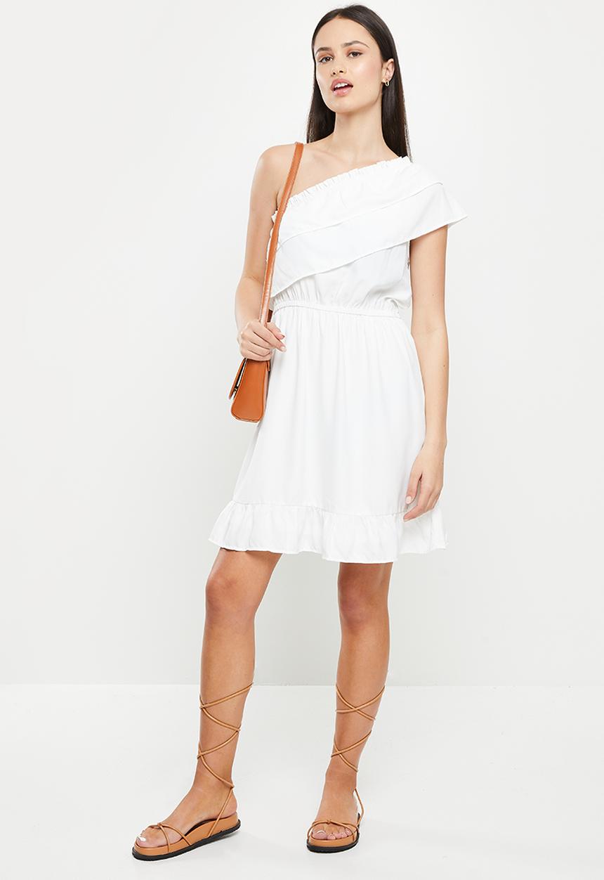 ONLY - Ninna one shoulder short dress - white