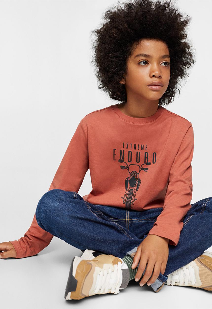MANGO - T-shirt spencer - burnt orange