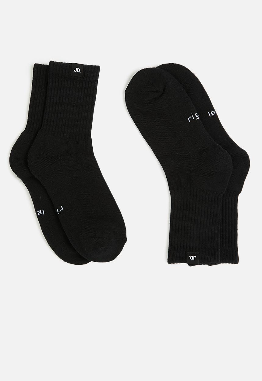 Jonathan D - Men's 2 pack branded quarter crew sox - black