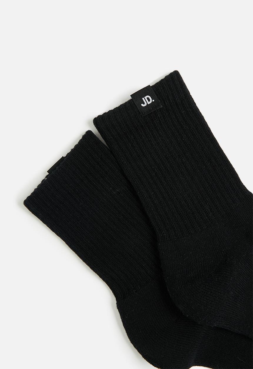 Jonathan D - Men's 2 pack branded quarter crew sox - black