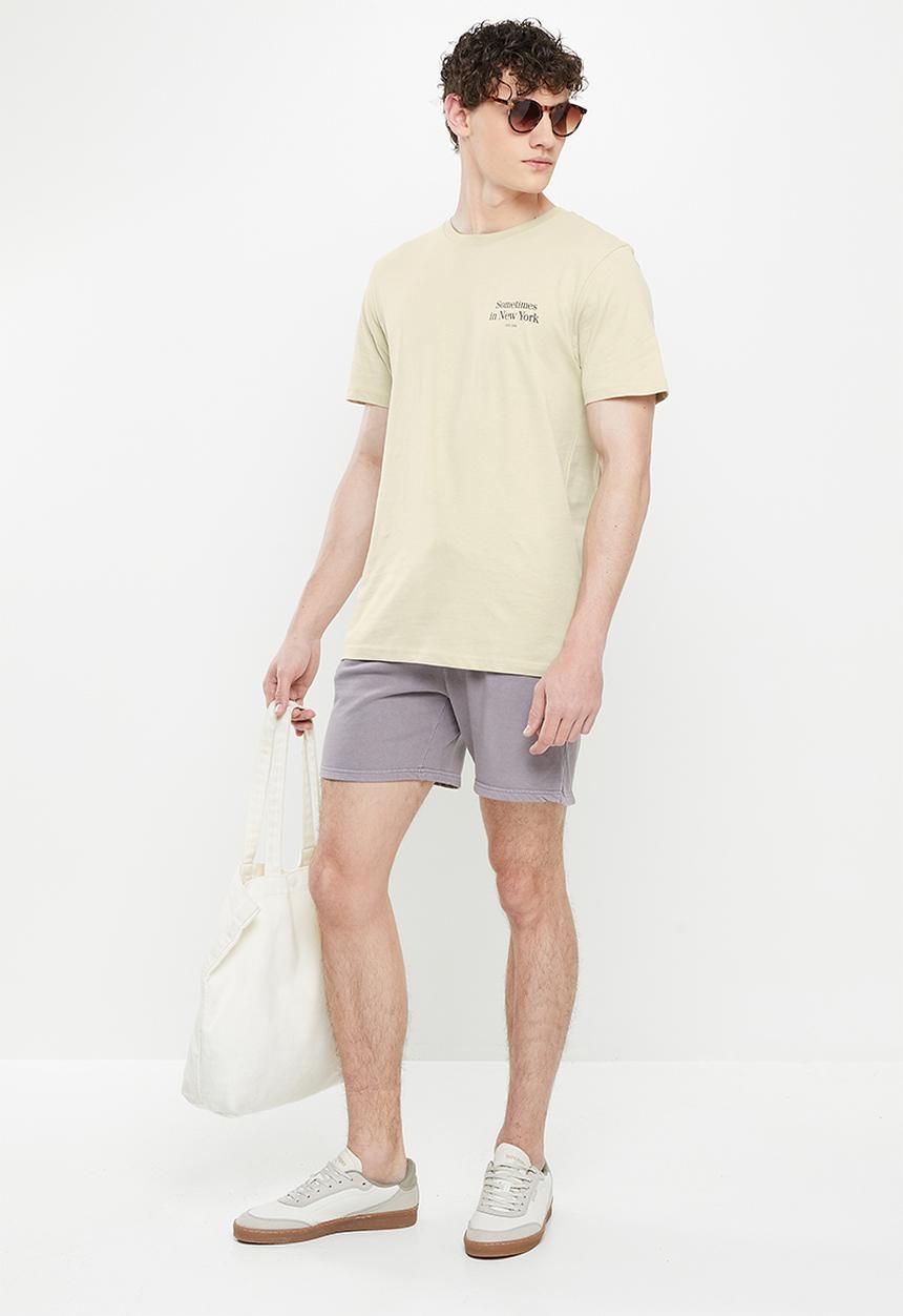 Cotton On - Tbar text T-shirt - pale sand/sometimes in new york