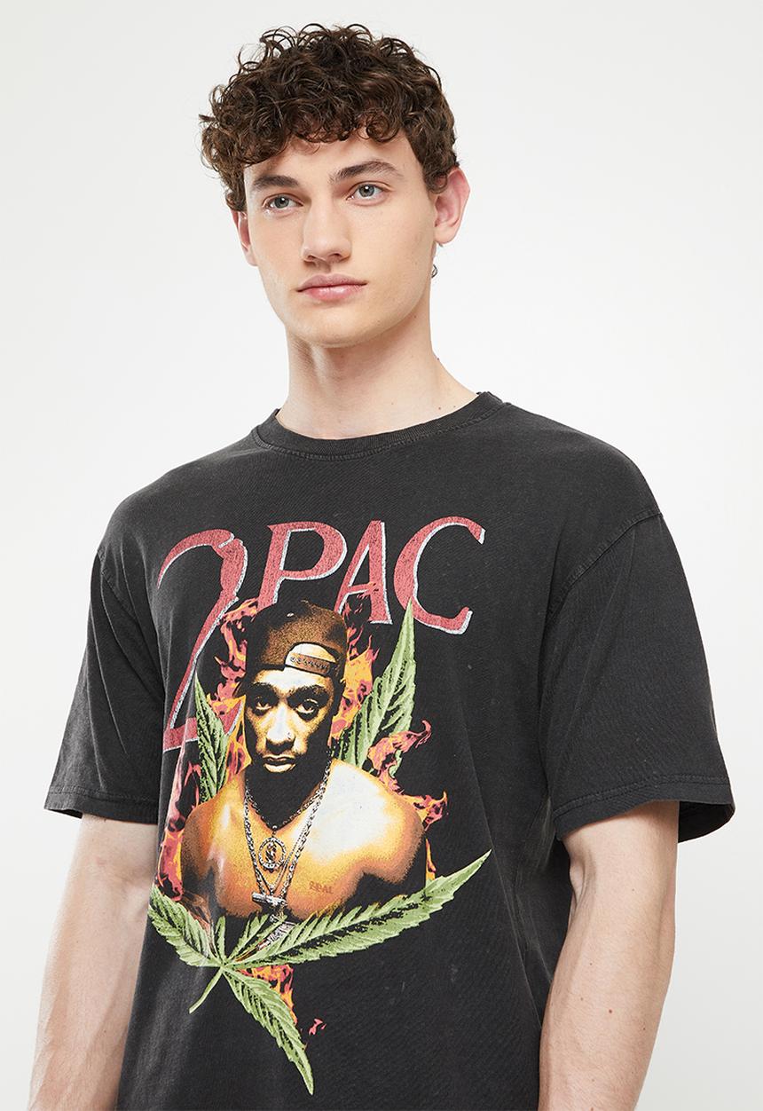 Cotton On - Special edition T-shirt - lcn bra washed black/tupac smoke