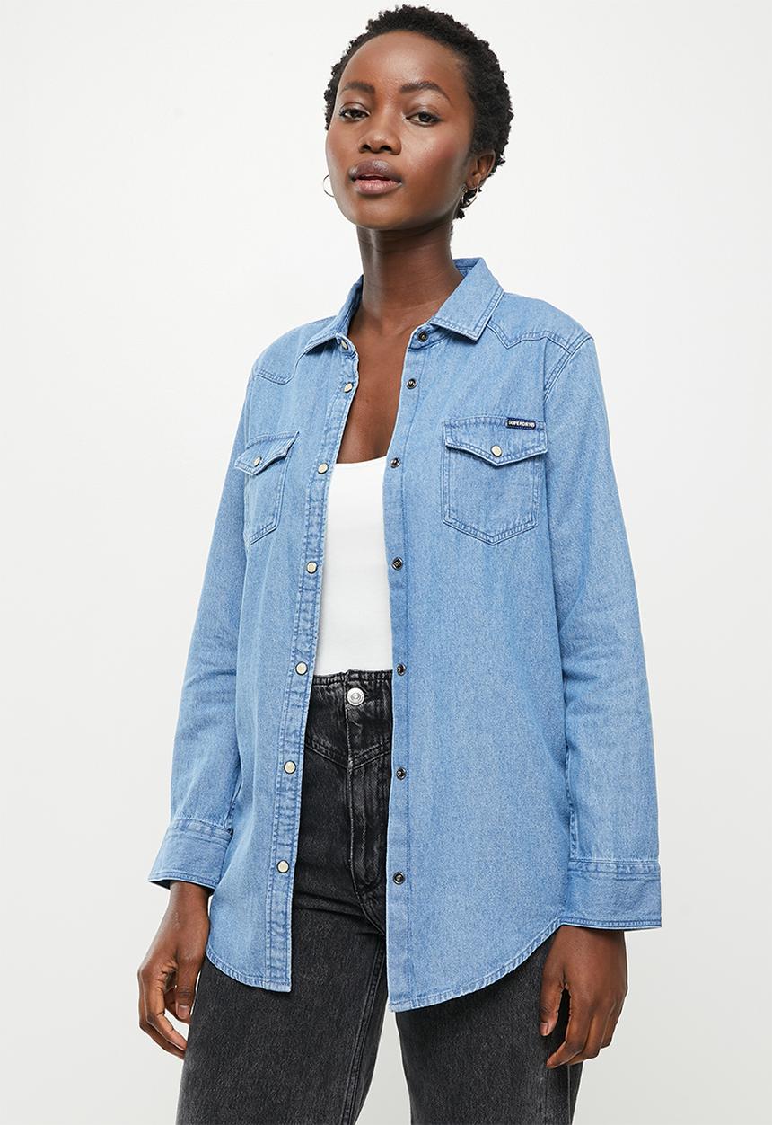 Superdry. - Denim classic western shirt  - blue