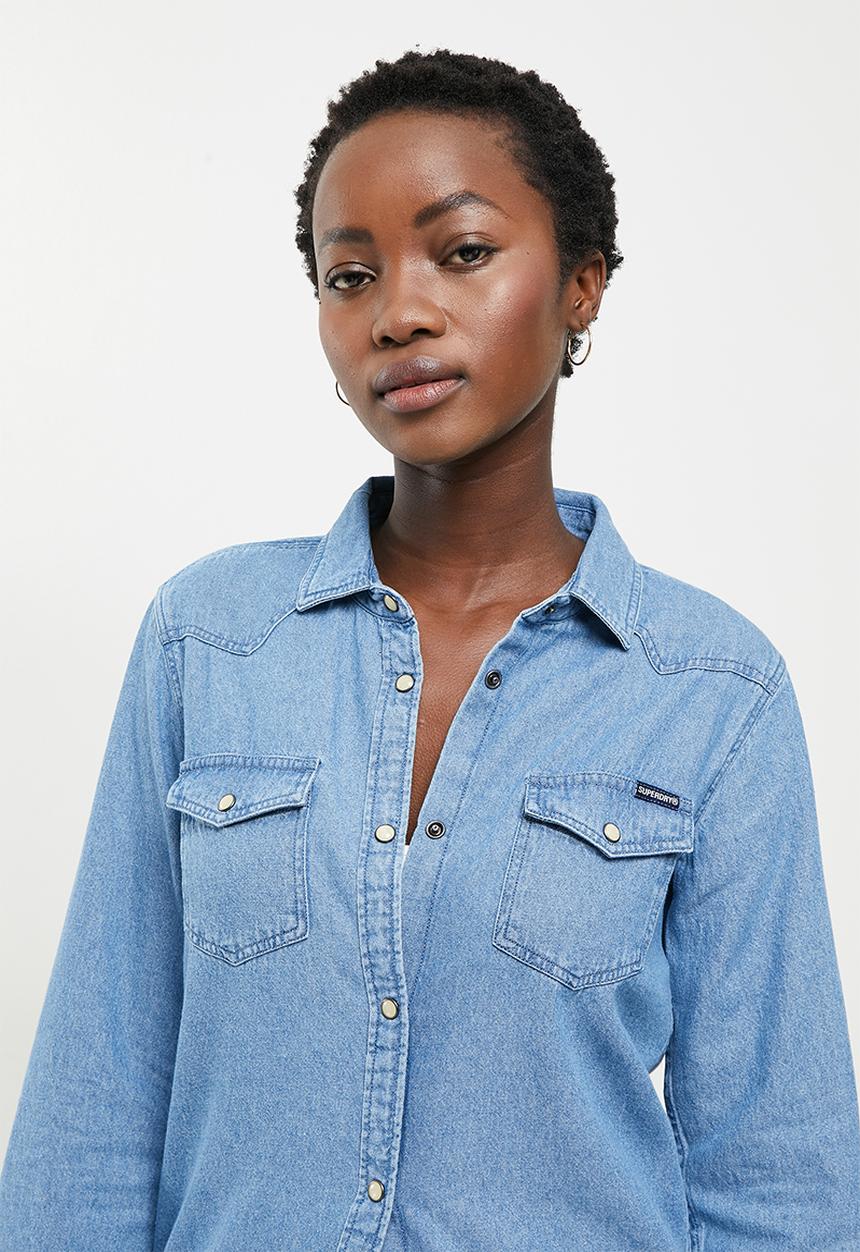 Superdry. - Denim classic western shirt  - blue