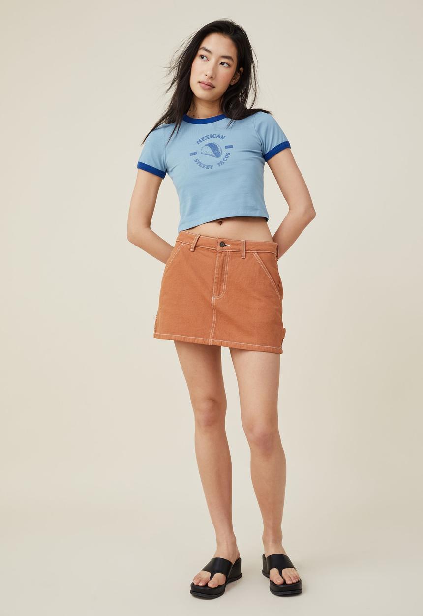 Cotton On - Micro fit rib graphic tee - street tacos/kinetic blue