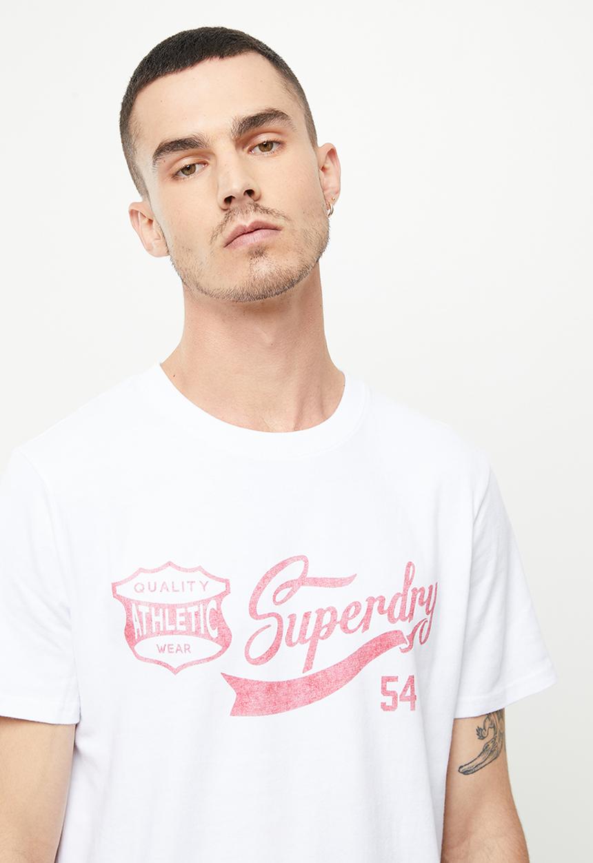 Superdry. - Vintage script style coll tee - brilliant white