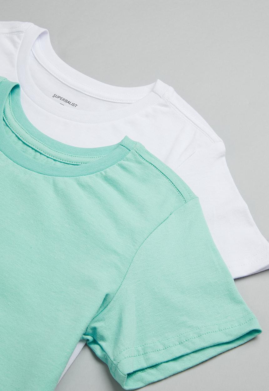 Superbalist - 2 Pack basic tee - green & white