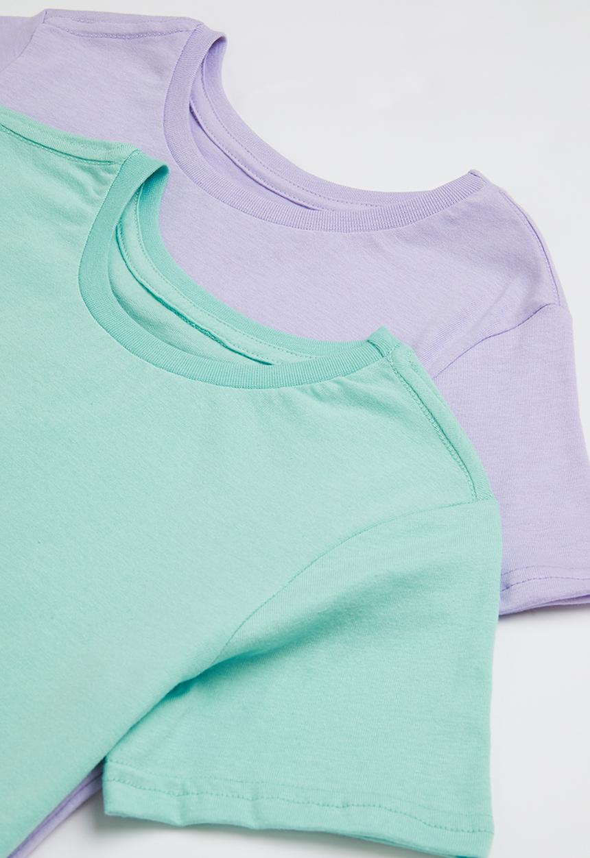 Superbalist - 2 Pack basic tee - aqua & lilac