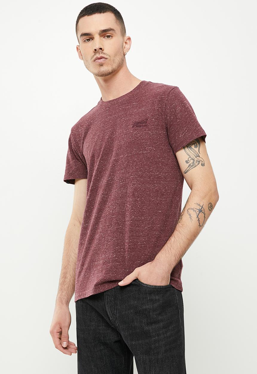 Superdry. - Vintage logo emb tee - burgundy heather
