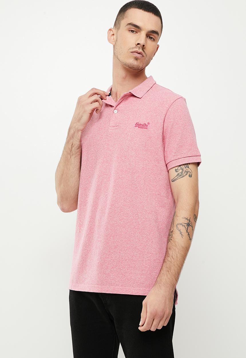 Superdry. - Classic pique polo - mid pink grit