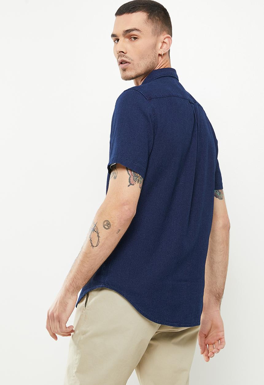 Superdry. - Vintage loom short sleeve shirt - navy