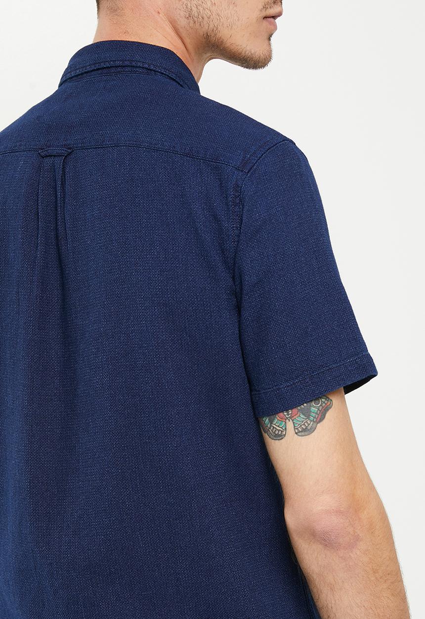 Superdry. - Vintage loom short sleeve shirt - navy
