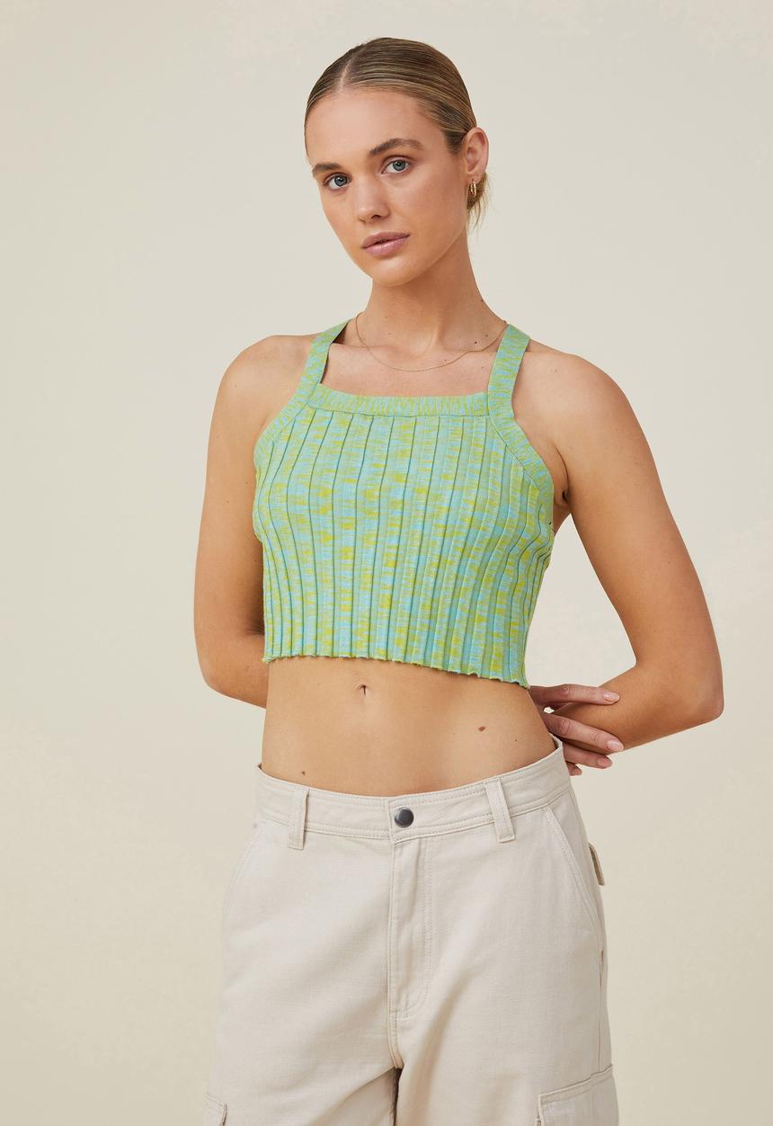 Cotton On - Rainbow spacedye knit cami - mint spacedye