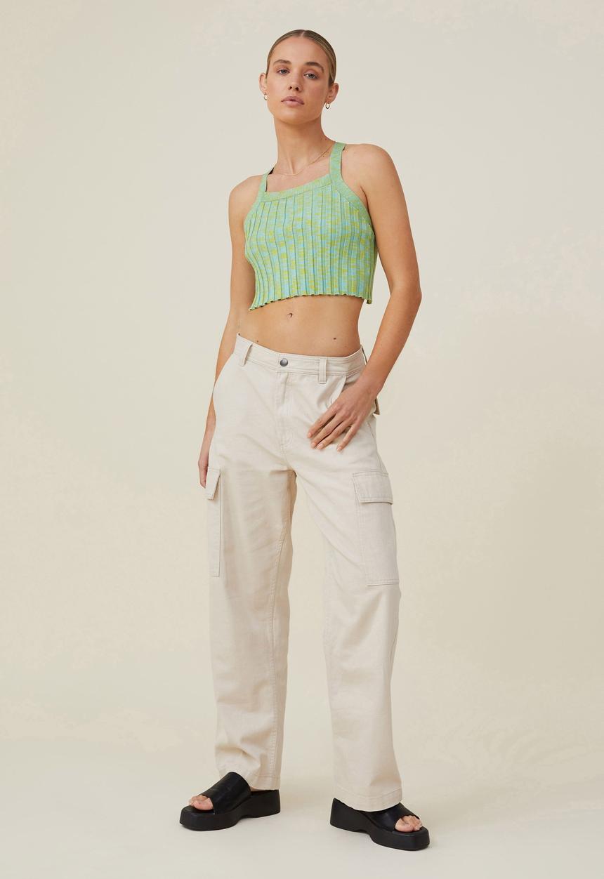 Cotton On - Rainbow spacedye knit cami - mint spacedye